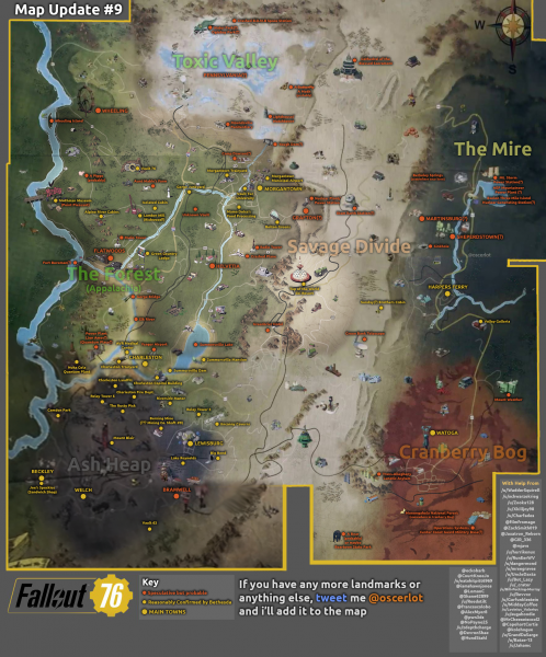 Карта Аппалачей Fallout 76